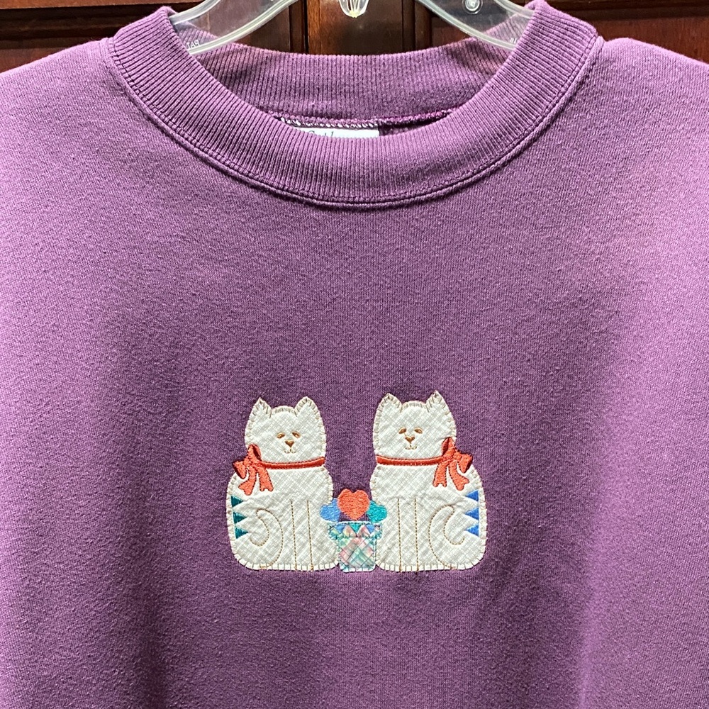 Gopher sport vintage plus size 3X Purple Sweatshirt with Cat Embroidery - Picture 15 of 16